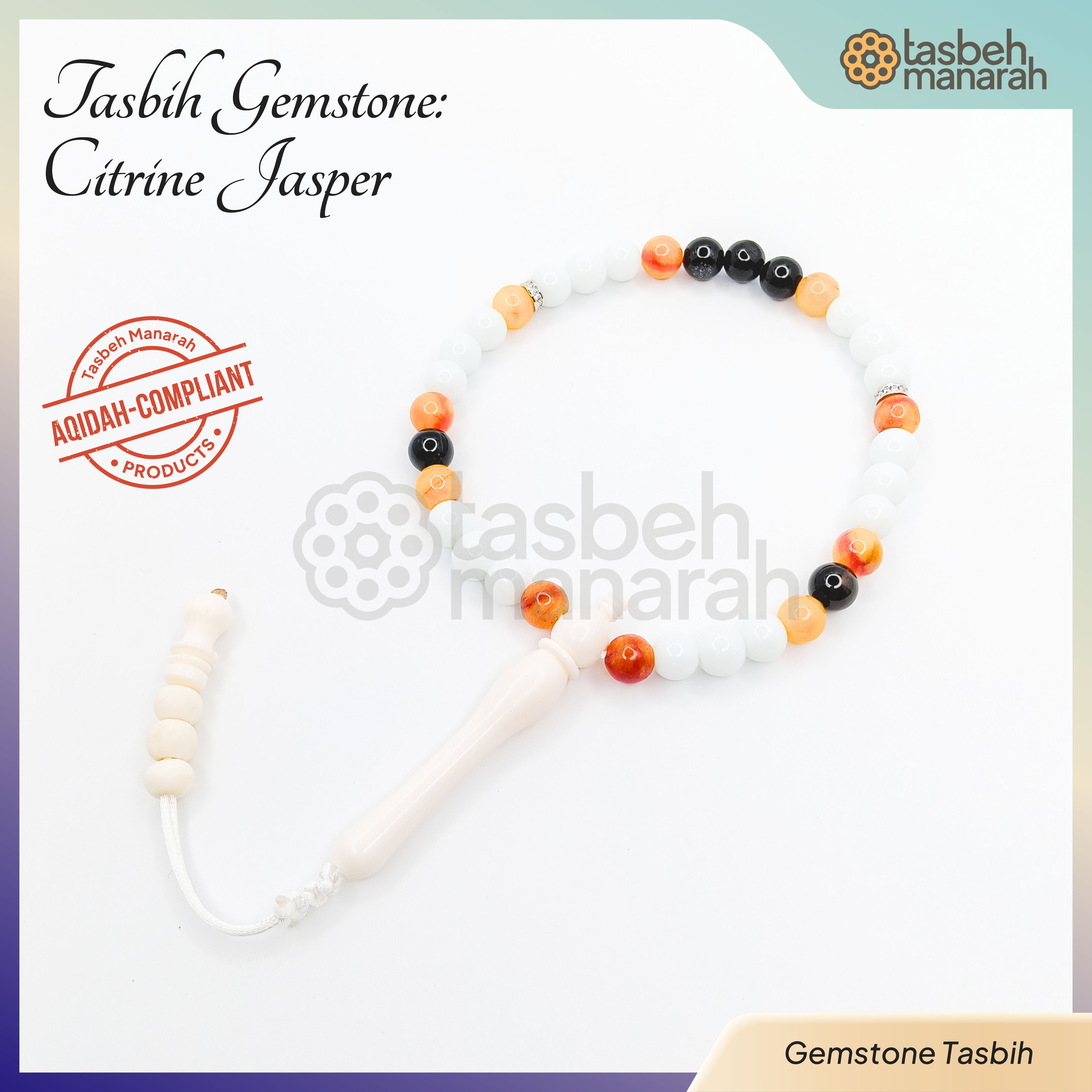 Tasbih Daily Gemstone: Citrine Jasper - 33 Beads