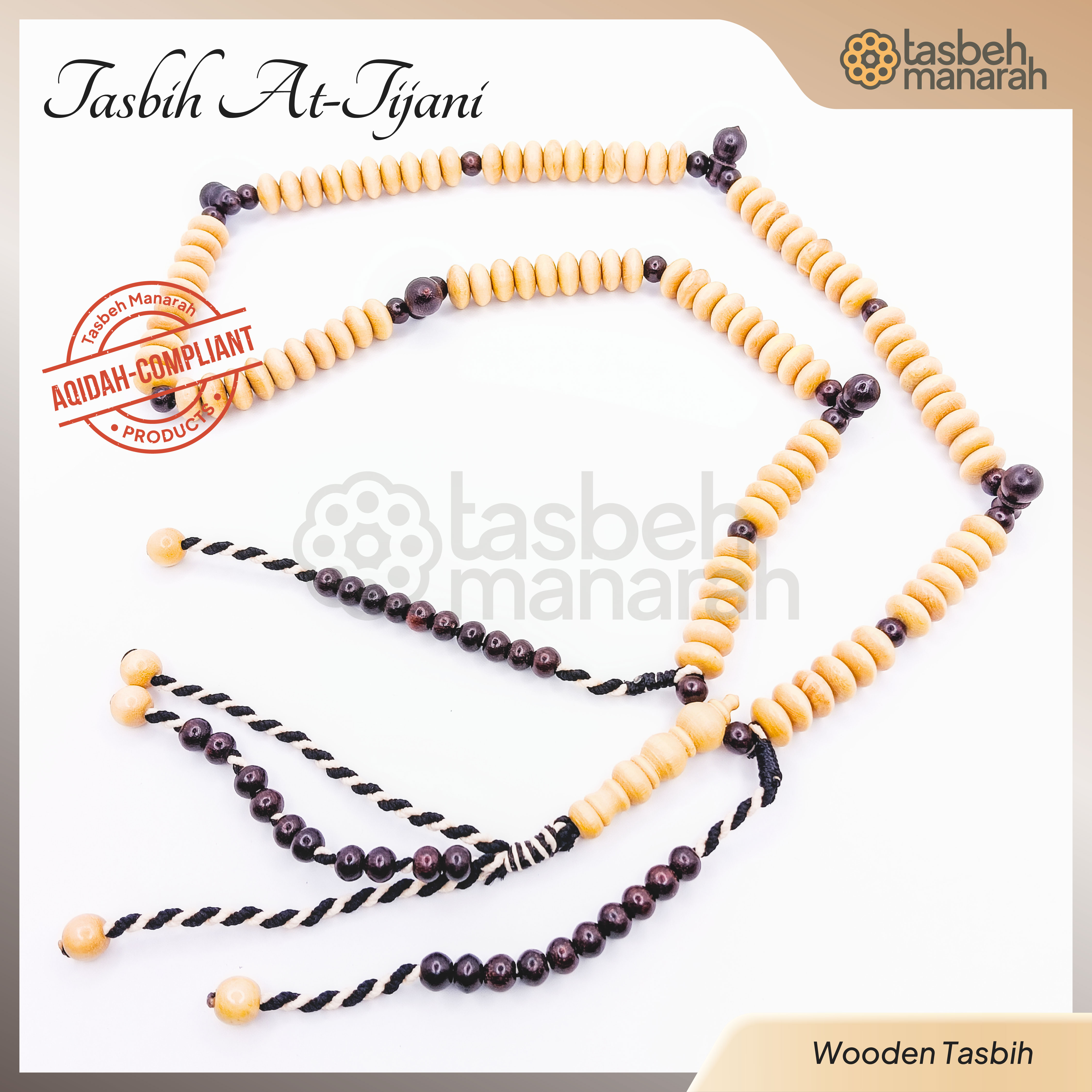Tasbih At Tijani Kemuning - 100 Beads