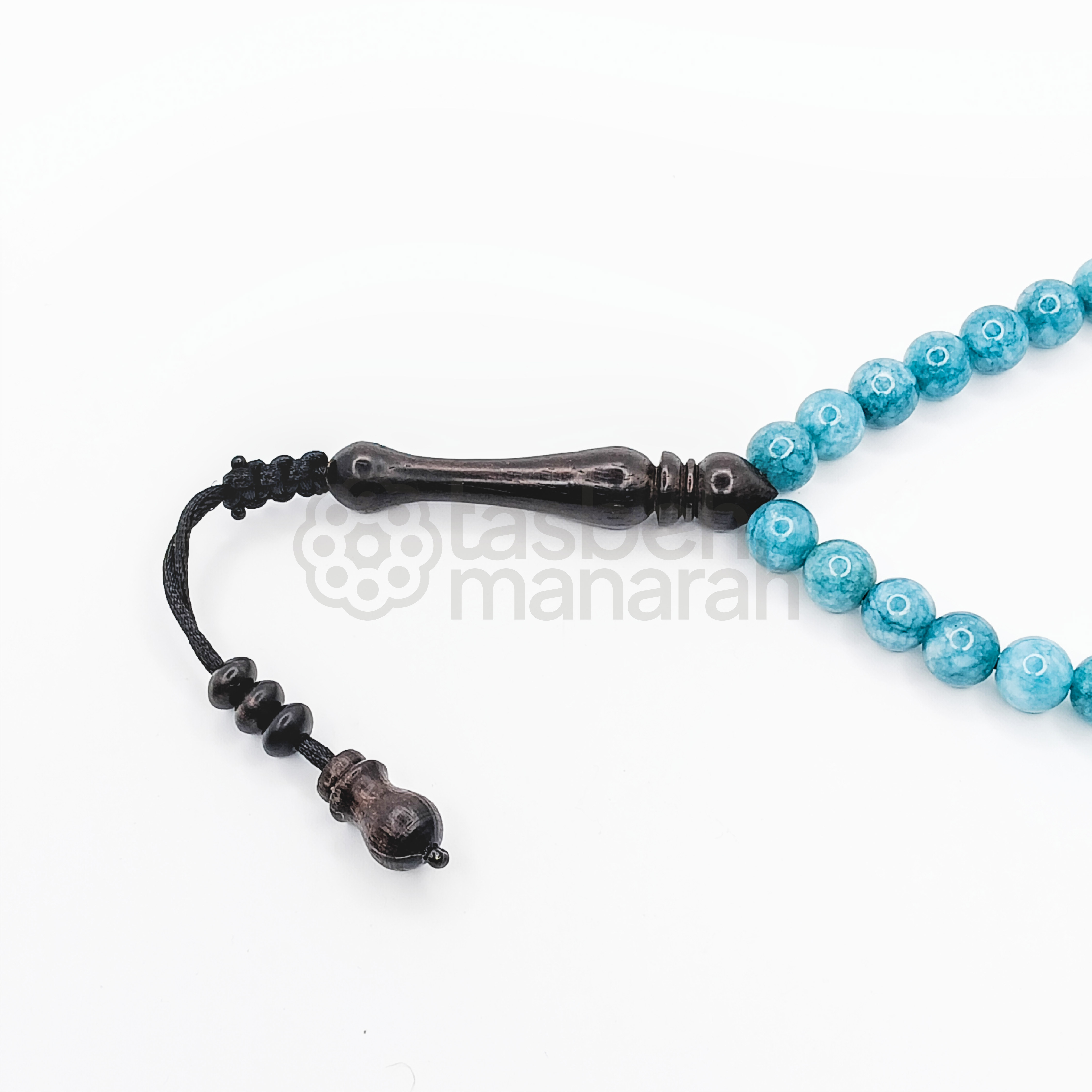 Tasbih Daily Gemstone: Blue Apatite + Eboni - 33 Beads 2