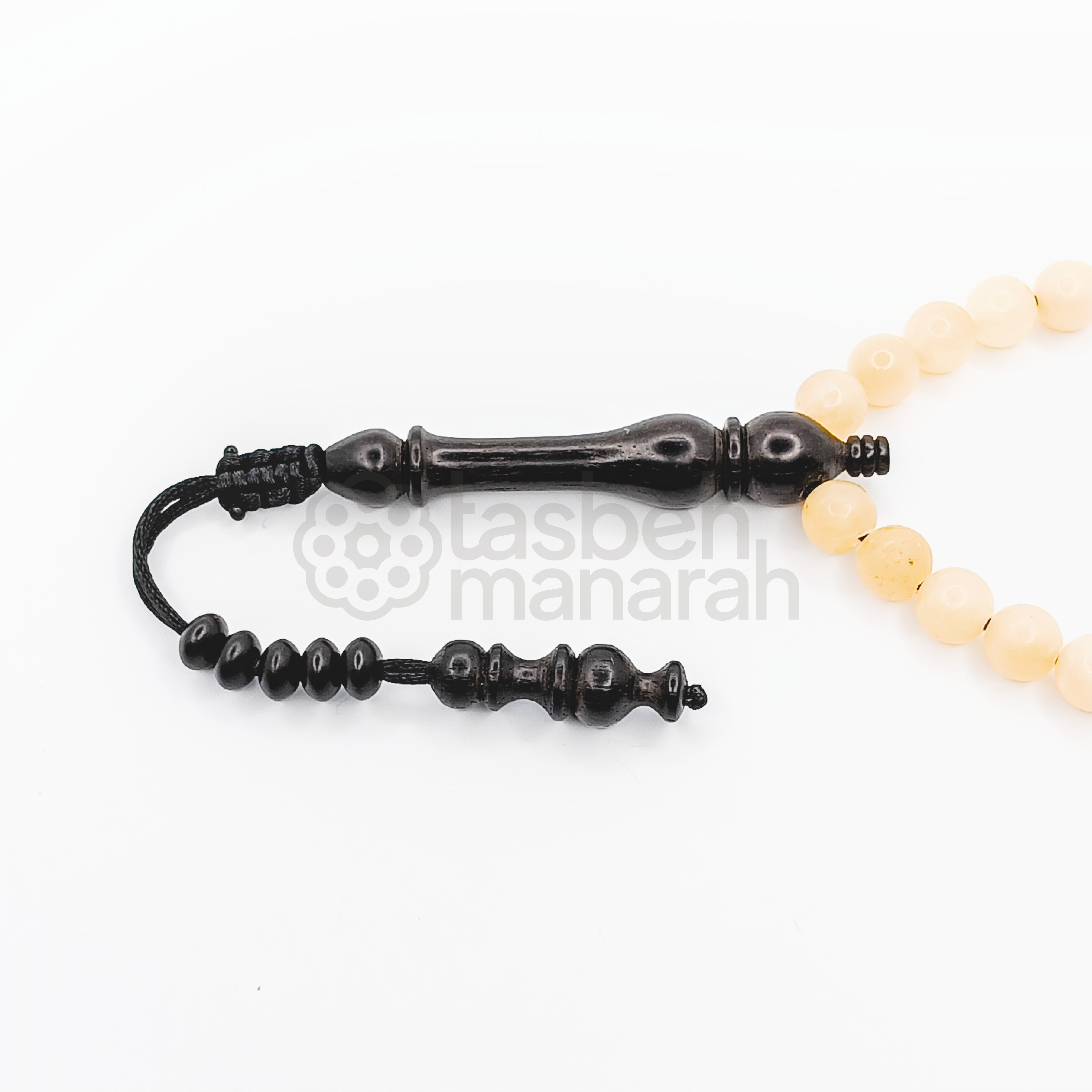Tasbih Daily Gemstone: Honey Amber + Eboni - 33 Beads 2