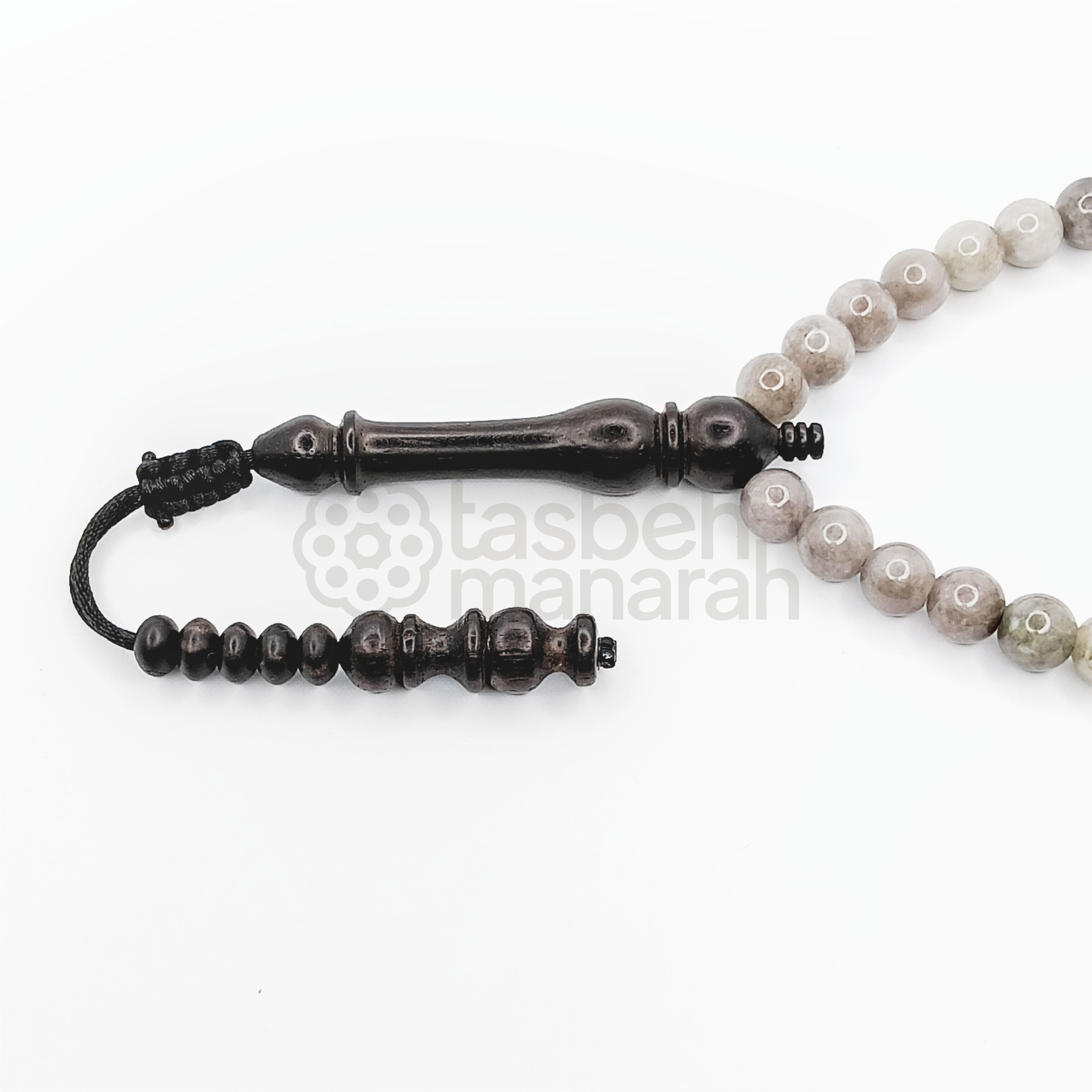 Tasbih Daily Gemstone: Pastel Jasper + Eboni - 33 Beads 2