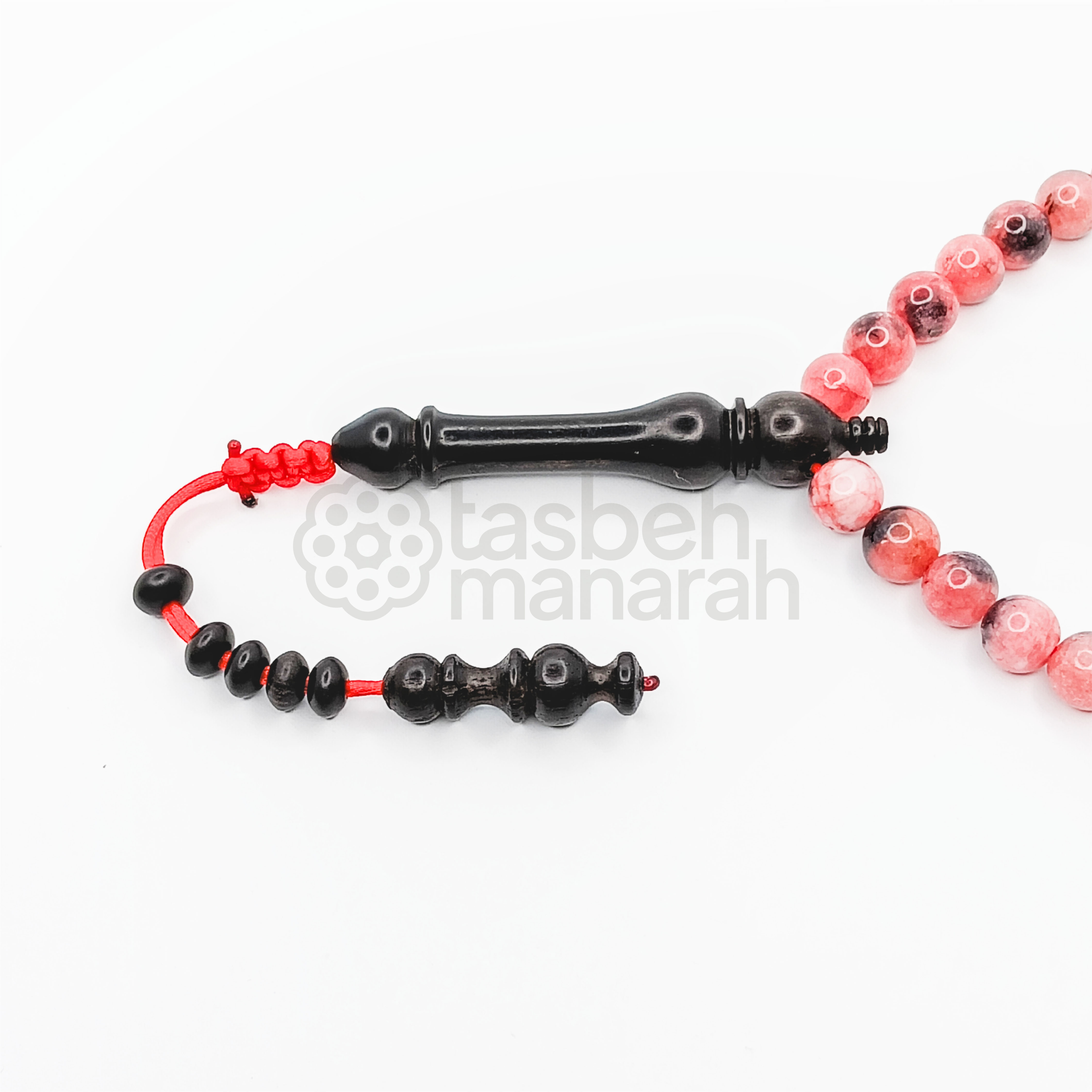 Tasbih Daily Gemstone: Rhodoquartz + Eboni - 33 Beads 2