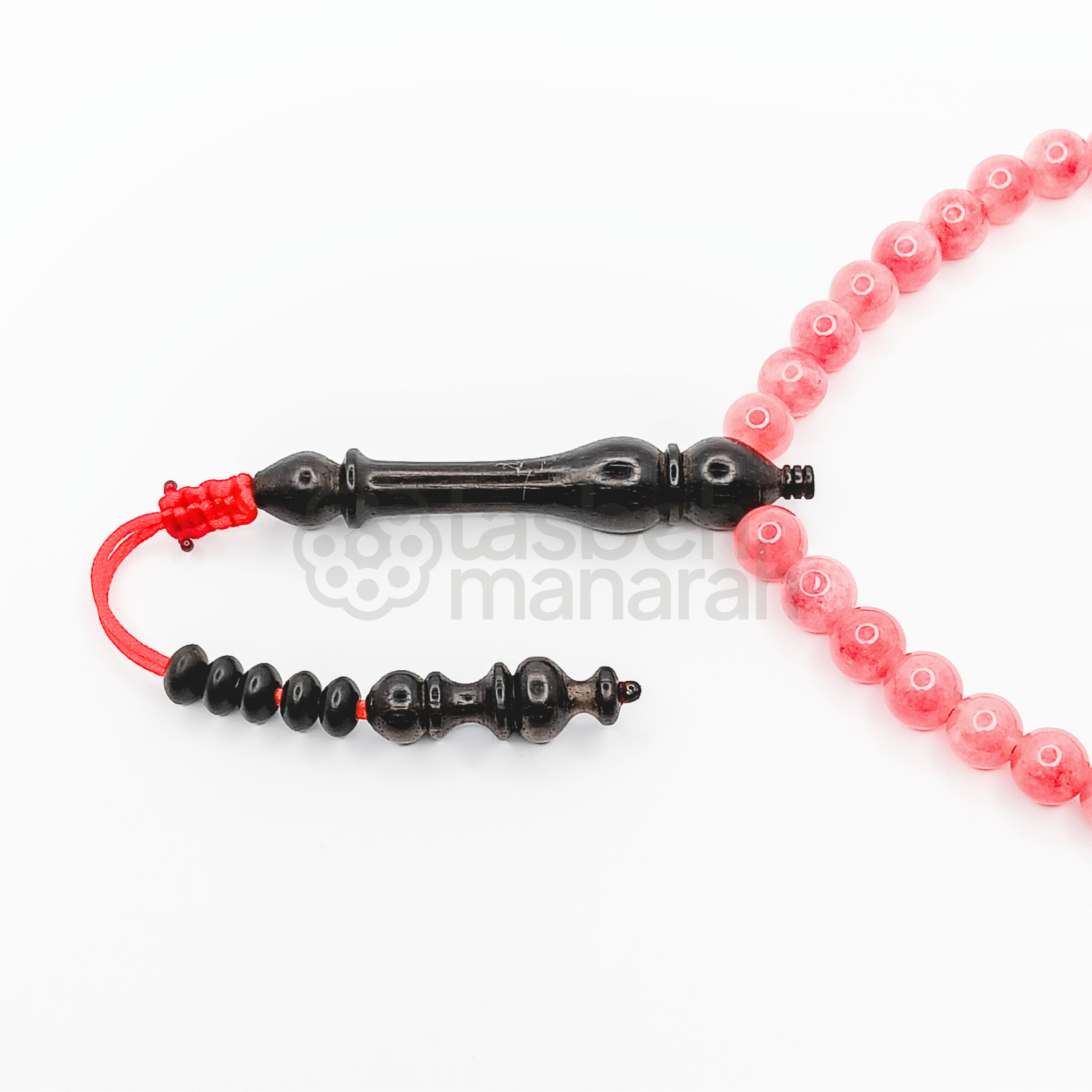 Tasbih Daily Gemstone: Rose Amber + Eboni - 33 Beads 2