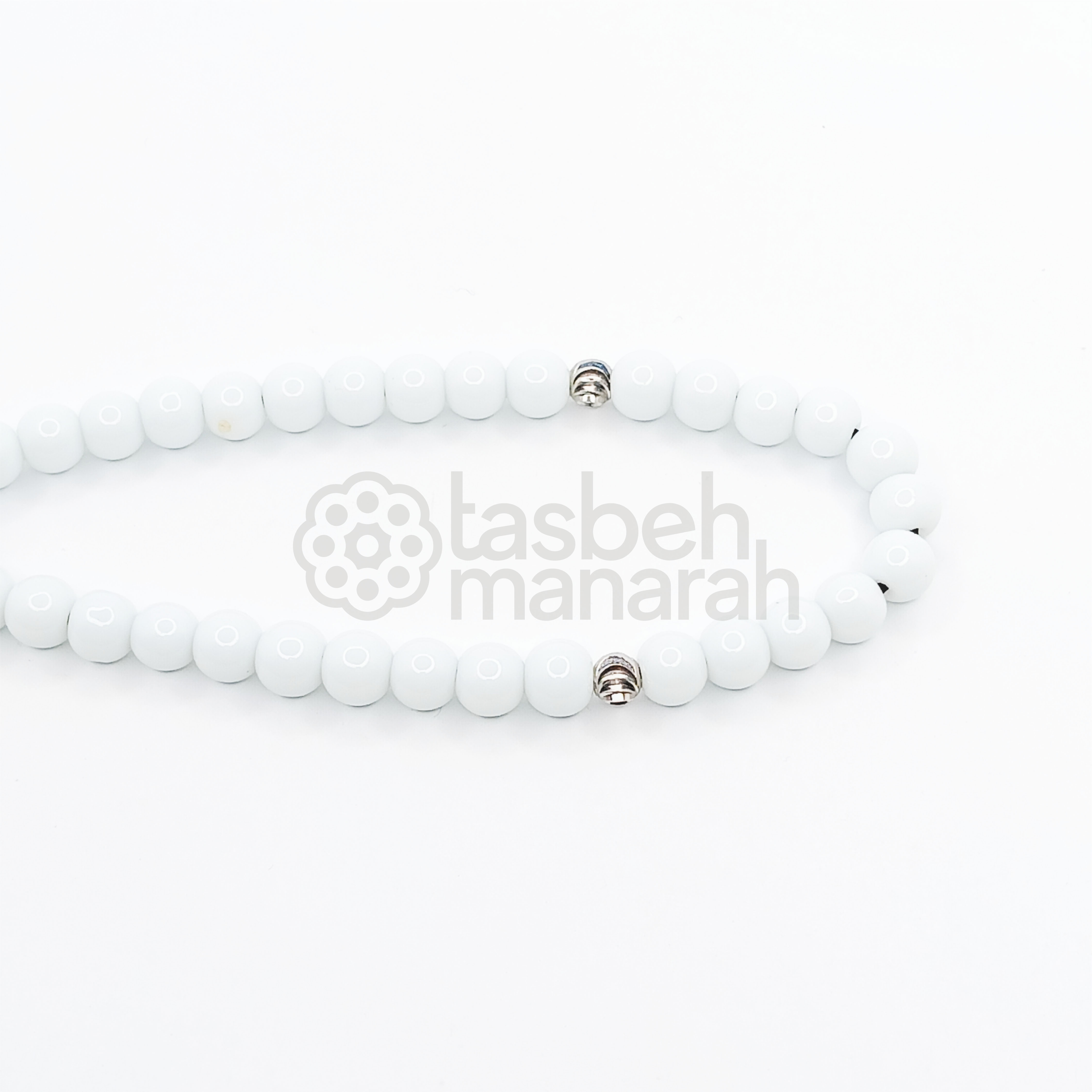 Tasbih Daily Gemstone: White Onyx + Eboni - 33 Beads 3