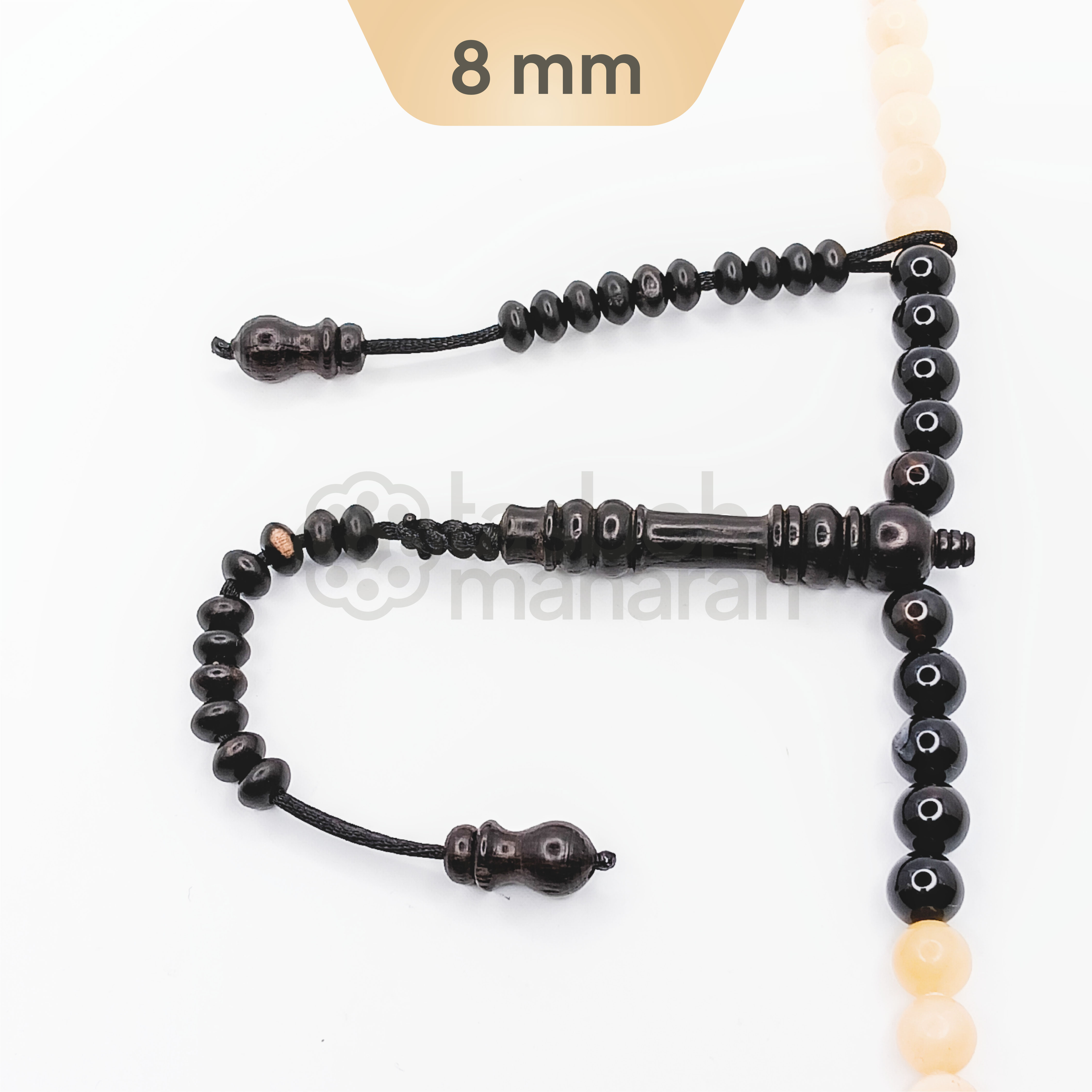 Tasbih Gemstone: Honey Amber + Eboni - 99 Beads 2