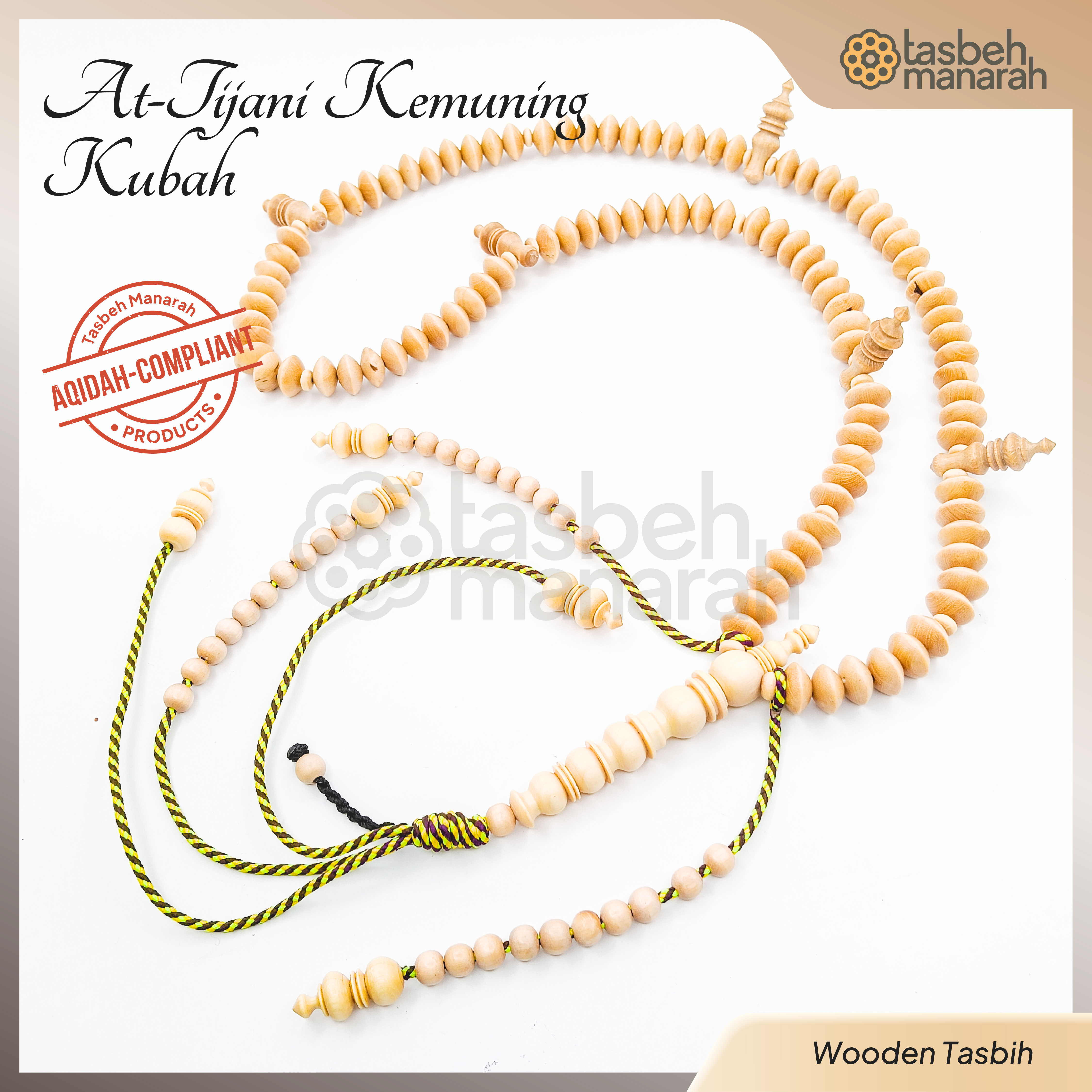 Tasbih At Tijani Kemuning Kubah - 100 Beads