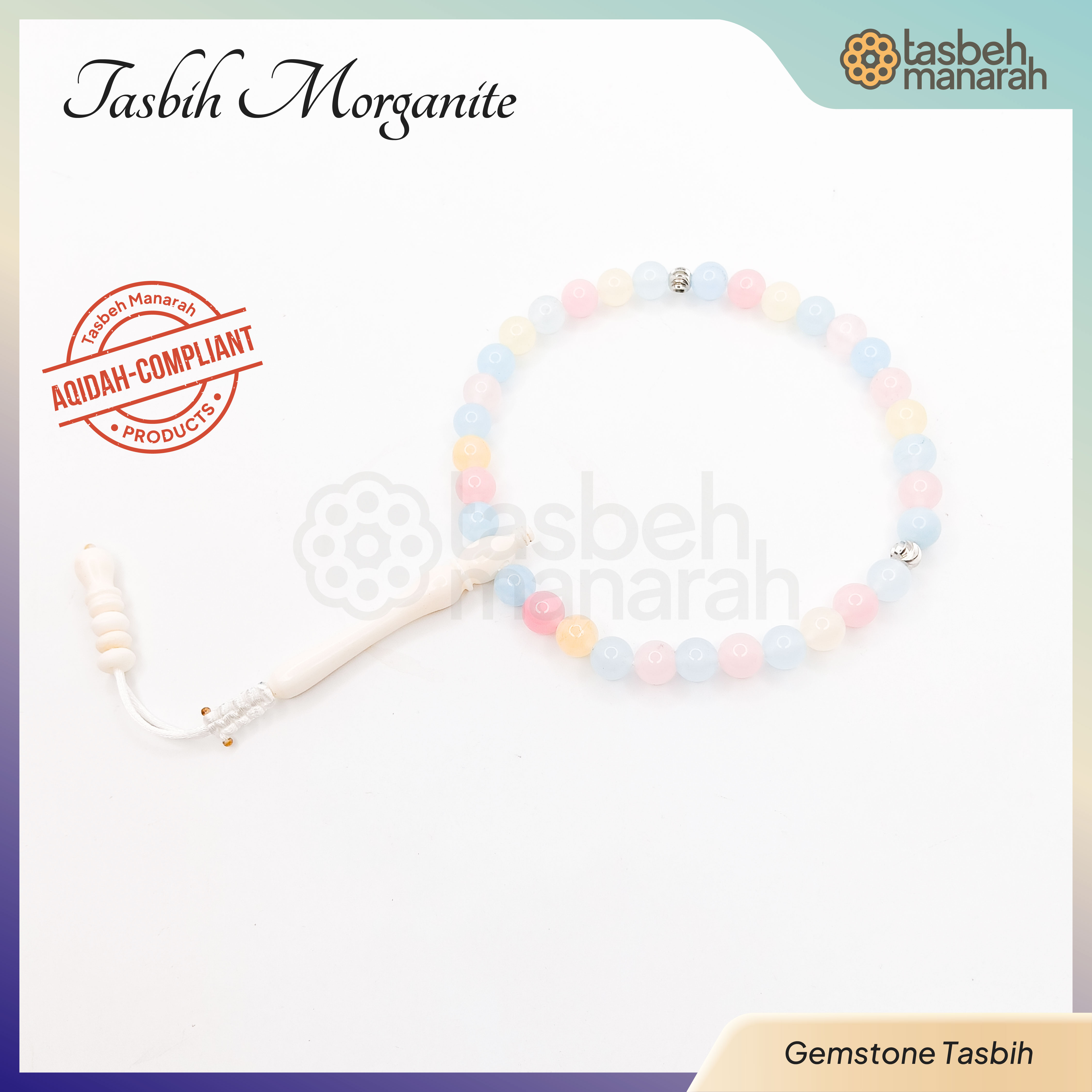 Tasbih Daily Gemstone: Morganite - 33 Beads