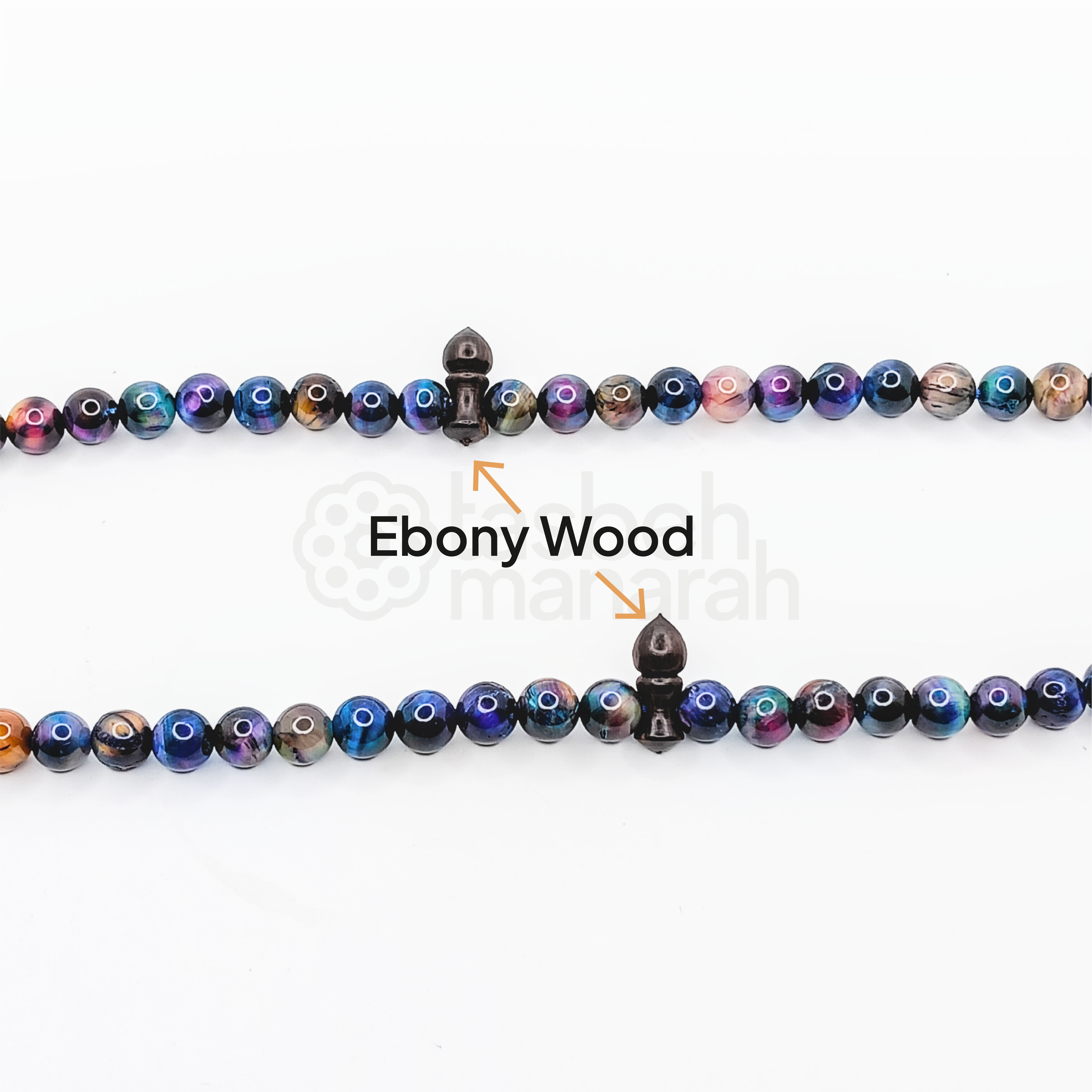 Tasbih Gemstone: Blue Tiger Eye + Eboni - 99 Beads 3